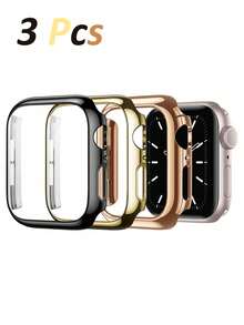 三件套运动休闲手表表壳，兼容 40mm、41mm、42mm、44mm、45mm、46mm 和 49mm 表盘。时尚防震硬质 PC 表壳（无玻璃），兼容 Ultra/11/10/9/8/7/6/5/4/SE，男女款均适用。易于安装和拆卸，触控灵敏。三色组合套装。