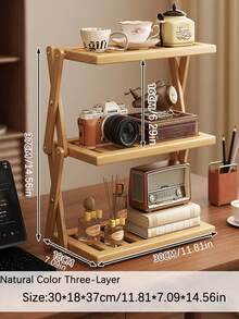 1-Piece Bamboo Storage Rack, Multi-Tiered Bamboo Countertop Display Stand With Stylish Lacquer Finish - Perfect For Storing Cups, Books, And Spices - Ideal For Kitchen, Living Room, Or Office Decor & Organization | Modern Bookshelf Design | Durable Bamboo Bookshelf, Bamboo Shelving Unit - Multicolor - View 14