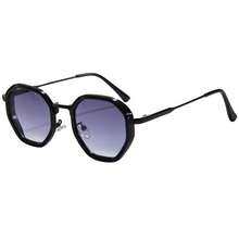 نظارات جديدة بإطار صغير ذو شكل متعدد الأوجه عصرية، ذات معبد معدني مصمم بسيط وشامل، مناسبة للارتداء اليومي وحفلات العطلات