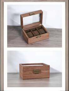 3 Slots Wood Watch Storage Boxes, Coconut Brown Watch Display Case With Glass Window, Wood Watch Display Case Ideal Gift For Men In Father Day Birthday Valentines Wedding Anniversary,Multifunctional: This Watch Storage Box Can Not Only Hold Watches.