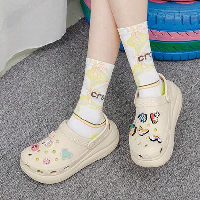 Hollow Out Clogs Puff Hole Slip-On Shoes Couples 2026 Spring New Outdoor Casual Thick Sole Elevated Slippers One-Piece Sandals 207521-2Y2