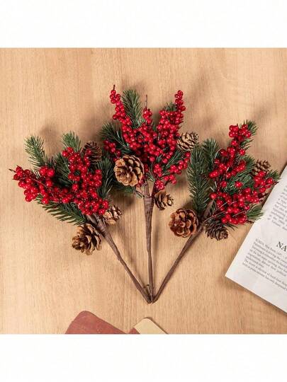 1/3/5 قطعة أزهار اصطناعية بطول 27 سم أوراق سرو عيد الميلاد الزائفة باقات ديكور الغرفة ديكور الخريف باقات فاكهة عيد الميلاد الزائفة نباتات لمراكز الطاولات لديكورات الخريف والأعياد والحفلات والزفاف والمنزل والغرفة والمطبخ والحديقة الخارجية