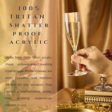 亚克力香槟杯、5 盎司不易碎高脚杯、可重复使用的香槟敬酒杯、透明香槟杯、优雅的塑料马提尼酒杯 - 非常适合鸡尾酒、香槟和甜点 - 可重复使用、慕斯杯、