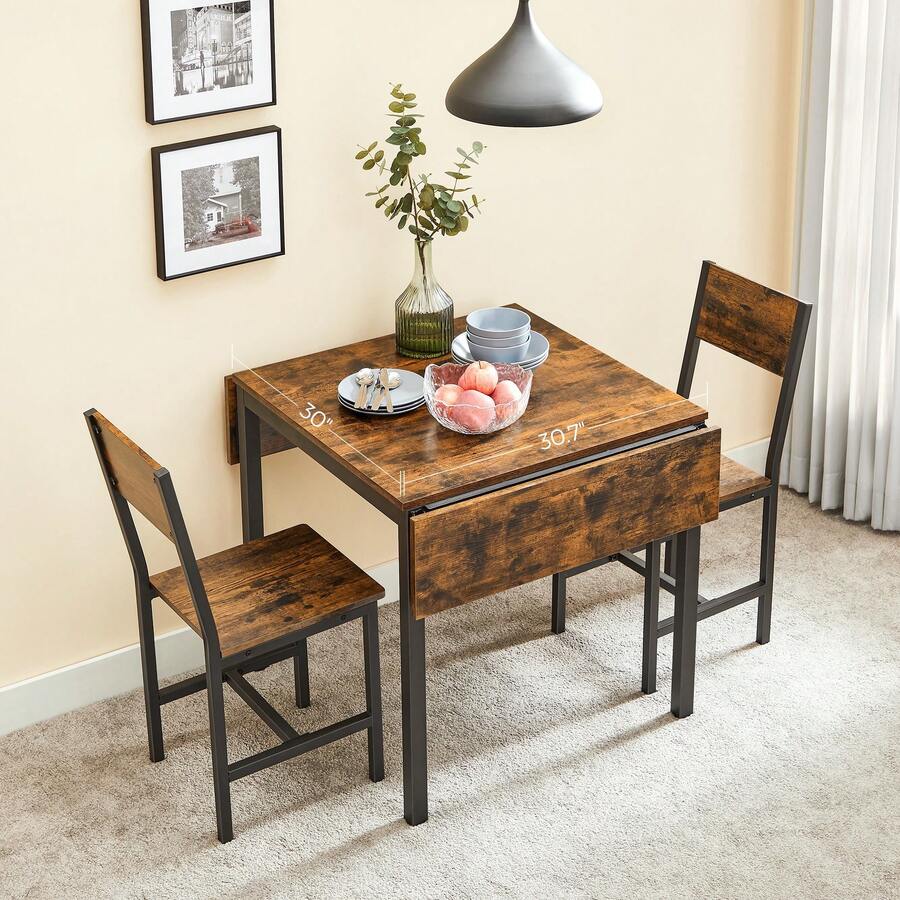 Tavolo da Pranzo Estensibile, Tavolo Pieghevole per 2-4 Persone, Tavolo da Cucina per Piccoli Spazi, Marrone Vintage e Nero Inchiostro - colore granata - Visualizzare 1