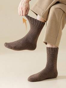 1/4 双随机款男士纯色保暖内衬厚款舒适休闲商务中筒袜 - 彩色 - 查看 7