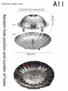 1pc Stainless Steel Foldable Steaming Rack With Water Separator For Steaming, Stretchable Design With Drip Tray For Fruits And Veggies Steaming Basket Seafood Boil - Silver - View 12