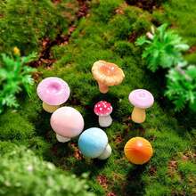 Mini Cogumelos de Resina, Enfeites de Cogumelos de Jardim de Fadas Fofos, Cogumelos de Jardim Minúsculos, Paisagem de Musgo para Artesanato DIY, Bolo, Decoração Externa