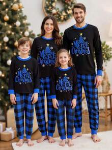 Family Matching Christmas Pajamas Star Print Top  Plaid Pants Xmas Loungewear Sleepwear Matching Christmas Pajamas For Men Women - Kids - 查看 7