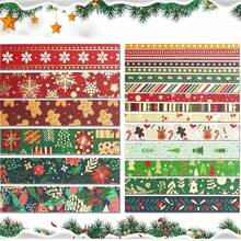 21 Rolls Christmas Washi Tape, Gold Foil Washi Tape Perfect For Bullet Journal, Decorative Adhesive Paper Tape For Scrapbooking, DIY Crafts, Gift Wrapping, Bullet Journals & Party Decor, Sticker Masking, School Supplies, Holiday Gift Decoration