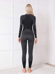 Women's Zipper Seamless Thermal Underwear Set Ski Outfits