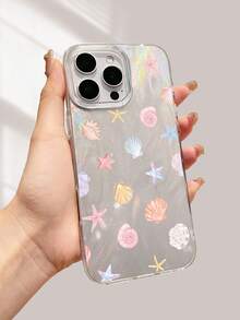 Nuevo estuche de teléfono a prueba de golpes con patrón pintado de elementos marinos degradados, como estrellas de mar y conchas, adecuado para iPhone 16 15 14 13 12 11 Pro Max/Plus/Pro 16E