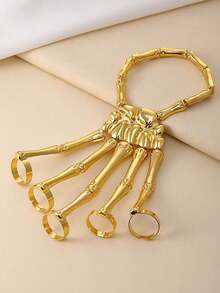 1 pieza Brazalete de guante único con diseño de mano de esqueleto punk gótico hip-hop, adecuado tanto para hombres como para mujeres, para festivales de música, fiestas y Día de Todos los Santos