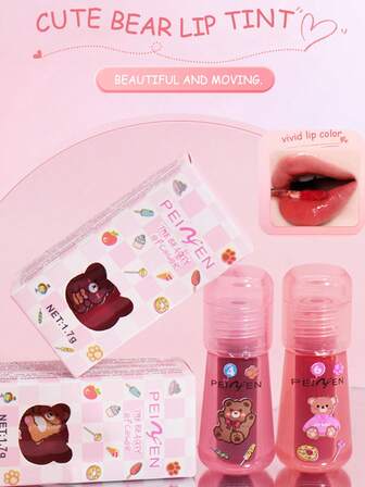 Lip Tint Stain Liquid Lipstick, Korean Lip Gloss Moisturizing Natural, Multi-Use Lip And Cheek Tint, Non-Stick Cup, Lightweight, High Pigment, Long-Lasting, Vivid Color ( 6 Colors)