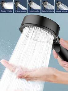 5 Modes Shower Head, High Pressure Adjustable Water-Saving Shower Head, Bathroom Accessories - Black - View 2