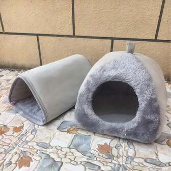 Escondite para cobayas, cama lavable para conejos con túnel para cobayas, set de 2 juguetes para cobayas, accesorios de jaula para hámster, hurón, conejos, gris