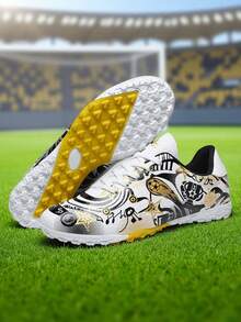 青少年足球鞋，新款轻便、防滑、耐用的钉鞋足球鞋，足球训练鞋 - 白色 - 查看 1