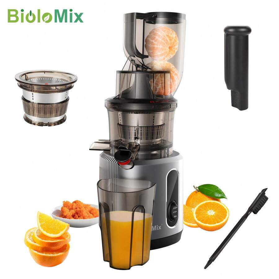 BioloMix 200W Cold Press Juicer with 75mm Feed Chute, 40-65RPM Slow Masticating Juice Extractor - Tipo de Enchufe A USA (110-127V) - Ver 1