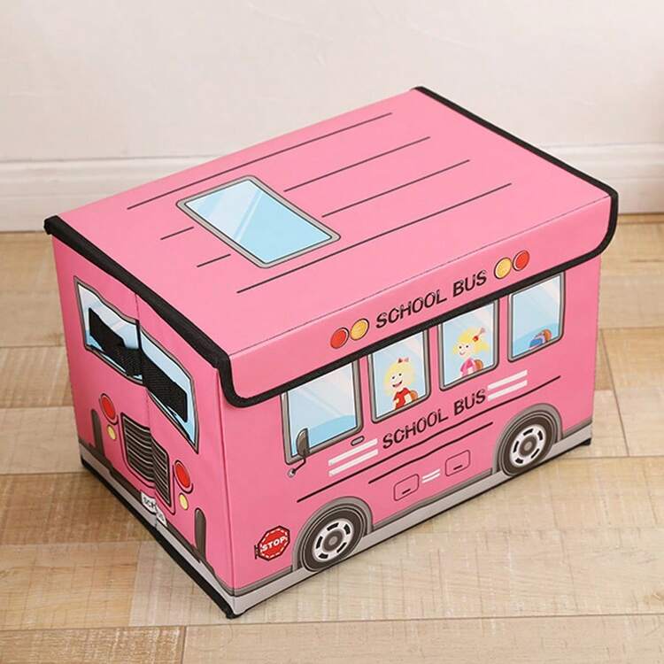 1Pc Cartoon Car Storage Box Kids Room Decorative Basket, Foldable Seasonal Clothes Storage Bin, Portable Organizer For Baby/Children's Room, Office & Home Use - Multicolor - View 14