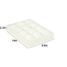 Stackable Jewelry Trays Organizer Set With Clear Lid, Trays For Drawer, Earring Necklace Bracelet Ring Display Organizer (Beige(Ring+12girds+30girds+The Glass Lid)) - A-米色天鵝絨 - 查看 5