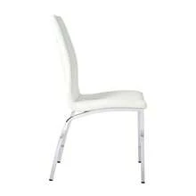 Set Of 4 Dining Chairs, Modern Kitchen Chairs With PU Leather Soft Padding And Silver-Plated Metal Legs, For Dining Rooms And Kitchens, White And Silver. - 白色+銀色 - 查看 6