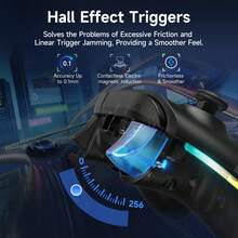 EasySMX X15 Controlador inalámbrico 2.4G para PC y múltiples plataformas con vibración y botones de gatillo, gamepad inalámbrico Bluetooth mejorado con joystick de efecto Hall/gatillo/iluminación RGB - Sin deriva del joystick, sin zona muerta - Compatible con Windows PC, PS3, Android, Steam y Switch - Negro - Ver 10