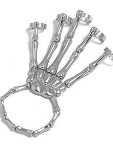 1 pieza Brazalete de guante único con diseño de mano de esqueleto punk gótico hip-hop, adecuado tanto para hombres como para mujeres, para festivales de música, fiestas y Día de Todos los Santos