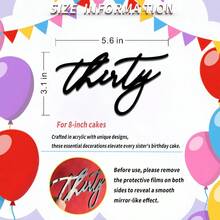 D30th Birthday Cake Topper Acrylic "Thirty" Cake Charm For Milestone Birthday Dirty 30 Party Decorations For Him And Her Thirty10 - 三十 - 查看 3