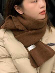 1 Peça Lenço Grosso e Quente de Tricô Liso para Mulheres, Decoração de Aquecedor de Pescoço, Adequado como Acessório de Inverno para Mulheres