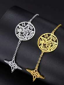 TEAMER 1 件不锈钢神秘女巫结空心星手链，男女通用简约优雅珠宝礼物，适合送给家人和朋友 - 時尚系列 - 查看 8