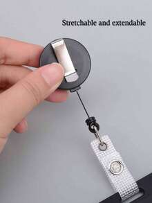 2 Horizontal Black Snap Card Holders: Multi-Purpose Badge, Can Hold Work ID - Available In Single Or Double Packs, Retractable Rope Checkered Belt Work Label Card Holder Badge, Office Supplies, School Supplies, Home Supplies, Back To School Gifts - Multicolor - View 6