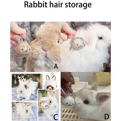 1 Móc khóa trong suốt đựng lông thỏ, Mặt dây chuyền hình thỏ Gashapon kỷ niệm bộ sưu tập lông thú cưng