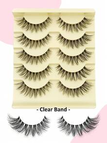 Rikuaild 5 paia di ciglie naturali, stelo trasparente, ciglie finte morbide in imitazione di visone, ciglie finte lunghe, ciglie complete per uso quotidiano