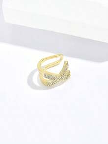 1pc Cubic Zirconia Decor Ear Cuff Copper Jewelry - 黃金 - 查看 4