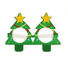 2 Sets Christmas Santa Claus, Christmas Tree, Reindeer Paper Glasses, Frame-Style Christmas Glasses, Photo Props, Halloween, Christmas Event And Party Decorations