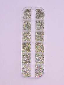 12格6种尺寸透明水钻，平底闪亮水晶美甲宝石，配有镊子、水钻夹和点钻笔，美甲工具，适用于指甲、面部、眼部化妆、工艺美甲用品、美甲饰品、便宜、情人节、廉价商品、旅行、旅行必备、房间装饰、情人节礼物、廉价物品、房间、1美元商品、度假必备、女士礼物、卧室、情人节、99美分 - 多色 3 - 查看 4