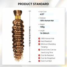 P4/27 Human Braiding Hair 26 Inch 100g Ombre Highlight Deep Wave Bulk No Weft Curly Bundles Human Hair Extensions Knotless Braids Wet And Wavy (4/27) - S4/27 - Xem 2