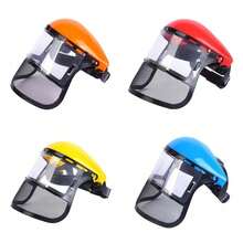 1 pieza Máscara protectora facial montada en la cabeza para recortadora de césped, máscara de malla a prueba de explosiones, resistente a salpicaduras de piedras y aserrín, y a impactos para cortacésped y podadora (color/estilo aleatorio)