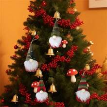 Juego de 4 adornos navideños de gnomo, muñeco de peluche sin rostro, colgantes decorativos para árbol, hogar y vacaciones. - Verde Oliva - Ver 5