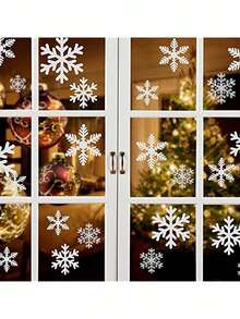 1 Set Of Snowflake Window Clings (114 Pieces) Set - Static Without Power Source, Suitable For Christmas And Winter Door Room Decor Bedroom Decor Kitchen Decor Wall Sticker Wall Decor Stickers - Multicolor - View 4