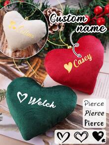Decoraciones navideñas personalizadas con nombre, decoraciones personalizadas para el árbol de Navidad, adornos navideños personalizados, regalos de Navidad personalizables, encantos de bolso, llavero, Navidad, decoraciones para fiestas, corazón de peluche, decoración de sala de estar, exterior, jardín, decoración de habitación, niños, niñas, mamá, pareja, familia, amigo - Estilo A - Ver 1