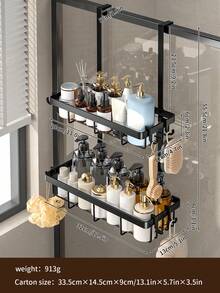 1pc Bathroom Rack, Glass Door Hanger - Bathroom Shower Supplies Storage Rack, Can Hang Towels, Bath Balls, Razors, Storage Rack, Halloween, Christmas Decoration Gift Bathroom Accessories Bathroom Tools