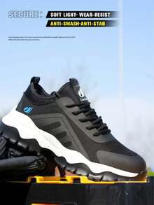 Steel Toe Safety Shoes, Men's Work Sneakers, Easy To Wear Work Safety Boots, Breathable Sports Shoes, Men's Work Boots, Men's Work Safety Shoes, Men's Safety Boots, Anti-Crush Work Shoes, Steel Toe Shoes, Men's Work Boots, Anti-Puncture Safety Sports Shoes, Men's Shoes, Men's Shoes, Shoes, Men's Safety Shoes, Men's Shoes, Safety Shoes, Work Boots, Steel Toe Sports Shoes, Steel Toe Boots, Work Shoes, Comfortable Steel Toe Boots, Hiking Shoes, Outdoor, Men's Shoes, Men's Work Sneakers - Black - View 7