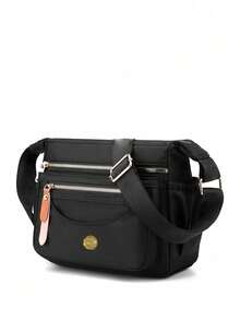 1PC Women's Multi-Layer Shoulder Bag With Large Capacity Anti Splash Nylon Crossbody Bag For Women's Casual Mobile Phone BagSuitable For Shopping, Wallet, Shopping, Young Women, College Students, Newcomers, White-Collar Workers. Very Suitable For Office, College, Work, Business, Commuting, Outdoor Activities, Travel And Outings - Black - View 3