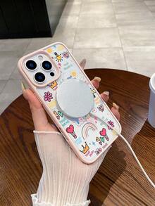 1 funda magnética para iPhone 16 Pro Max con diseño coronas corazones arcoíris ,color rosa macarrón, compatible con carga magnética, compatible con iPhone 11, 12, 13, 14, 15, 16 Pro Plus, Pro Max y 16e. - Rosa - Ver 4