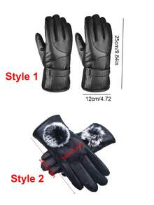 1pair Men Winter Warm Hand Warmers Full Fingers Thickened Fleece Gloves Waterproof Wind Proof Outdoor Motorcycle Cycling Thermal Gloves Leather Thickened Ski Gloves Touch Screen Gloves Unisex