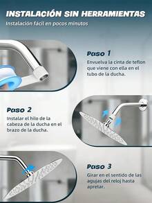 Alta Presión Cabeza De Ducha De Agua De Lluvia, 304 De Acero Inoxidable Ducha De Spray, 12 Inch Regadera Cuadrada,1/2" Conector, Rotación De 361 Grados,Ultra Fino Ahorro De Agua Regaderas Fijas - 12 Pulgadas Redondo - Ver 12