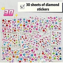 10pcs Multicolored Acrylic Rhinestone 3D Gem DIY Stickers, Party Decoration, Makeup Accessories For Hair, Face, Nails, Gift Filler School Supplies,Back To School