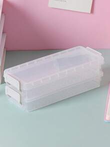 1Pc Transparent Double Layer Stationery Box For Desktop Storage Of Student Learning Supplies School Simple Multifunctional Large Capacity Versatile Personalized Waterproof, Dustproof