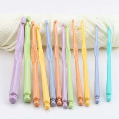 EDCUEBE7 EDCUEBE7 12pcs Colorful Plastic Crochet Lace Crochet Sweater Handmade DIY Weaving Tool Woolen Lace Crochet Set (Random Color)