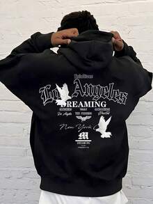 بلوزة هودي كاجوال بطباعة حرفية للمراهقين الذكور، مناسبة للارتداء اليومي للطلاب، الحفلات، المدرسة، حضور المهرجانات الموسيقية، العطلات، التنقل - الأسود - مشاهدة 1